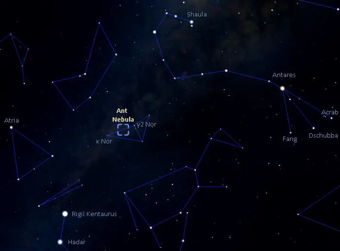 how to find the ant nebula,where is the ant nebula in the sky