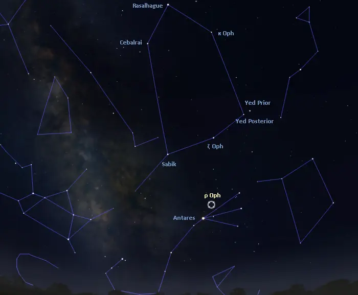 how to find the rho ophiuchi cloud complex,where is rho ophiuchi in the sky