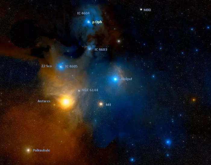 rho ophiuchi region,antares,messier 4