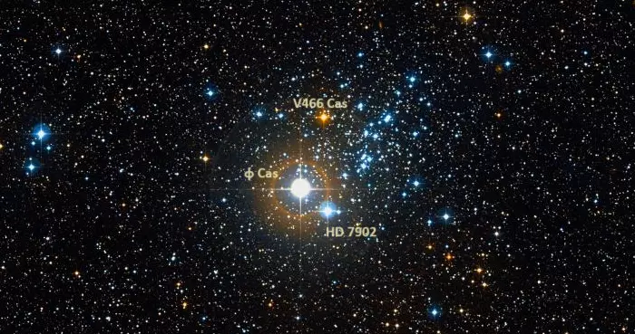 Phi Cassiopeiae, HD 7902,V466 Cassiopeiae,owl cluster,et cluster stars