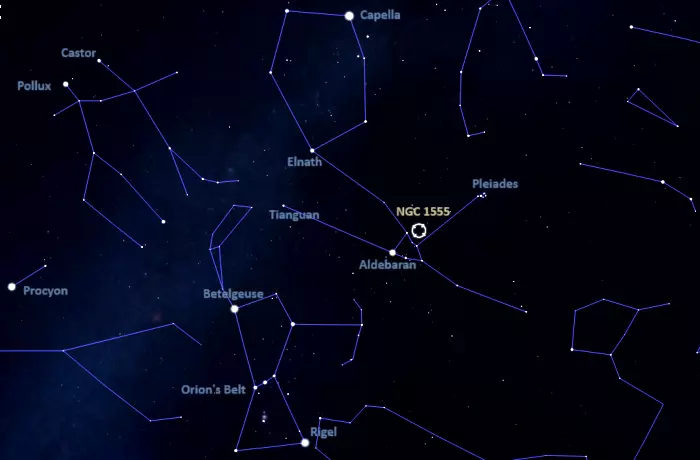 how to find hind's variable nebula,where is hind's variable nebula in the sky,ngc 1555 location