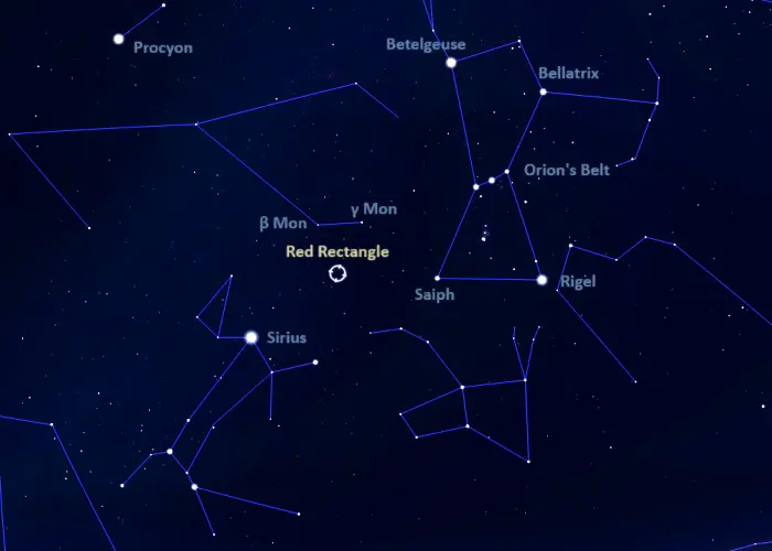 how to find red rectangle nebula,where is the red rectangle nebula in the sky