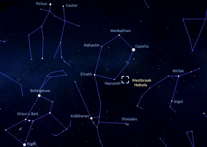 how to find the westbrook nebula,where is the westbrook nebula in the sky