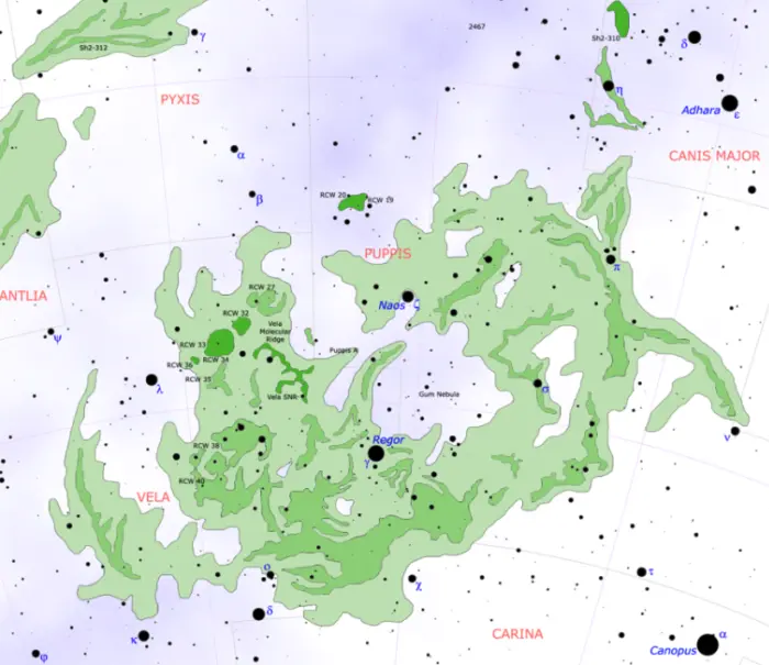 how to find the gum nebula