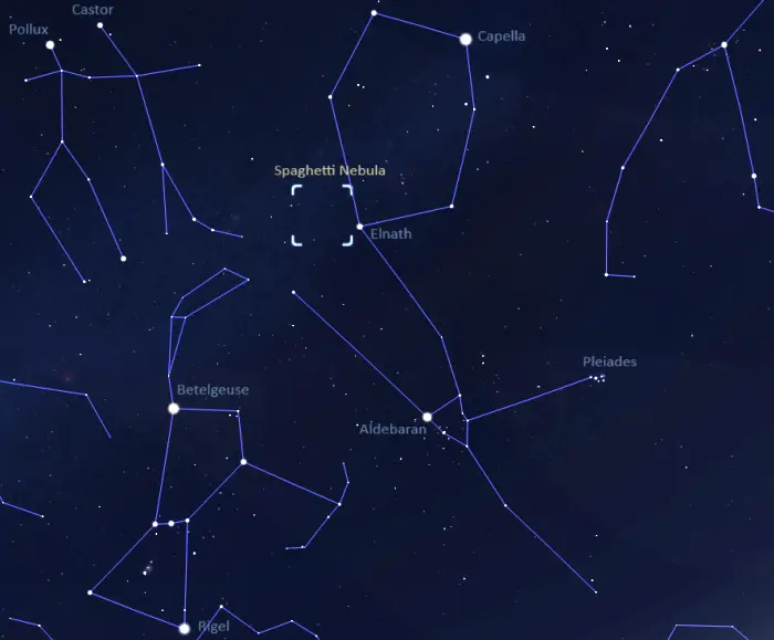 how to find spaghetti nebula,where is the spaghetti nebula in the sky