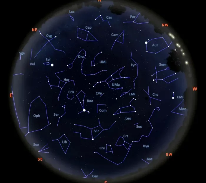 constellations visible tonight,night sky tonight in the northern hemisphere