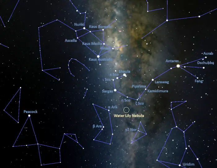 how to find the water lily nebula,where is the water lily nebula in the sky