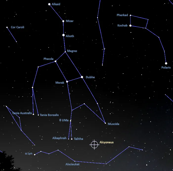 where is alcyoneus galaxy in the sky,alcyoneus finder chart