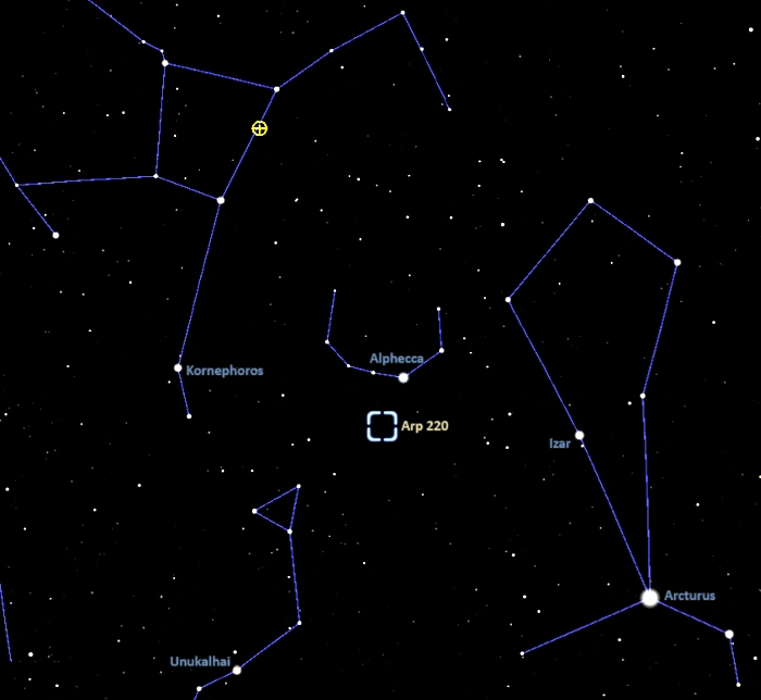 how to find arp 220,where is arp 220 in the sky