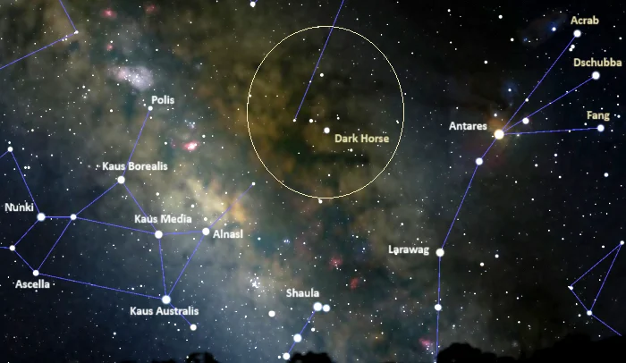 how to find the dark horse nebula,where is the great dark horse in the sky