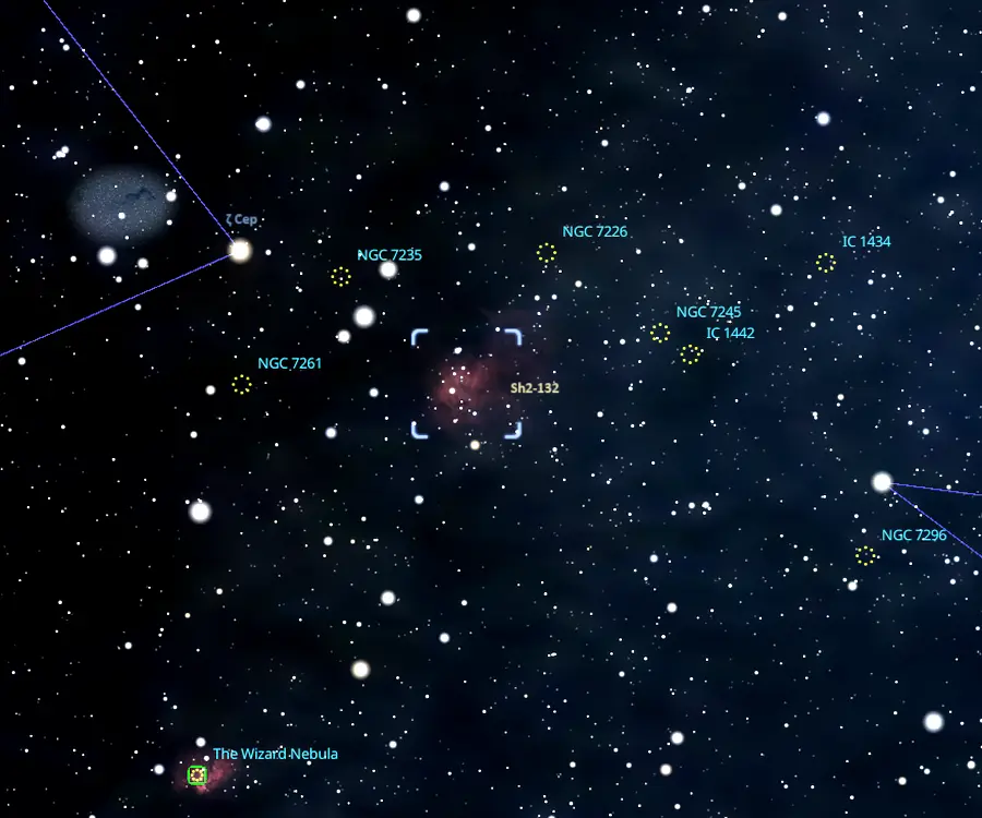 deep sky objects near the lion nebula in cepheus