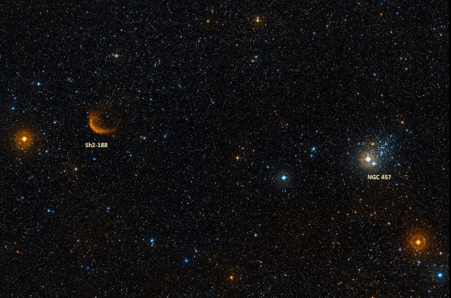 sharpless 188, et cluster,ngc 457