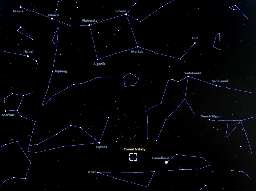 how to find the comet galaxy,where is the comet galaxy in the sky