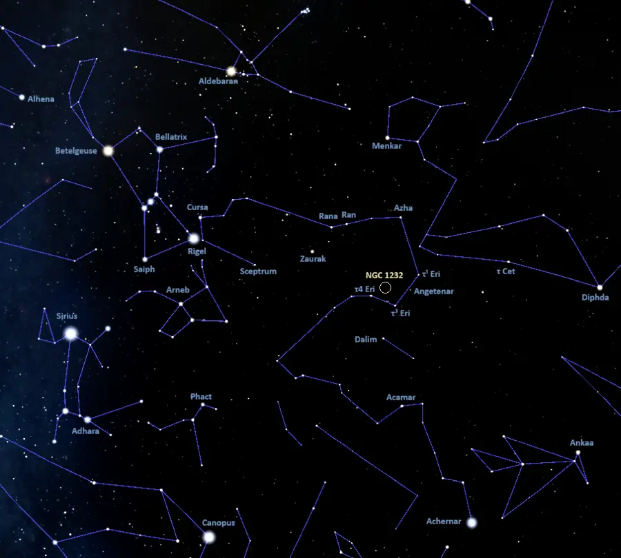 how to find ngc 1232,where is ngc 1232 galaxy in the sky