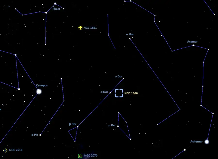 how to find ngc 1566,where is the spanish dancer in the sky