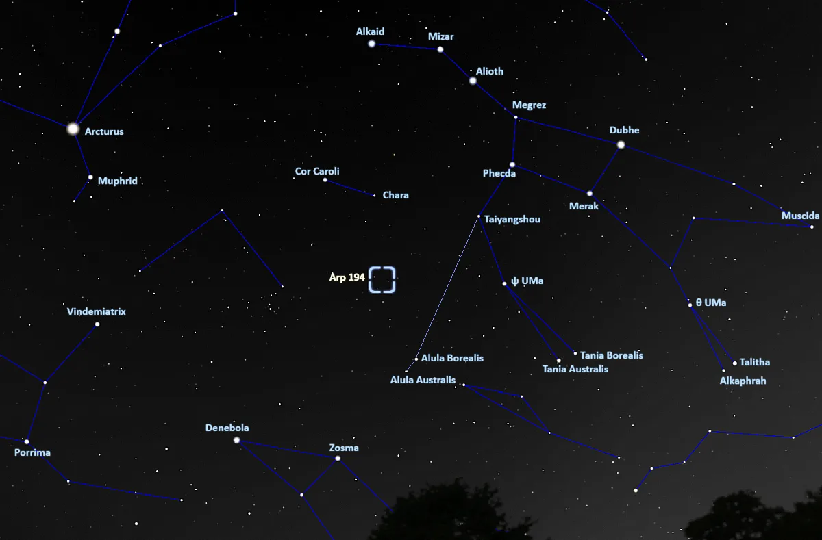 how to find arp 194,where is arp 194 in the sky