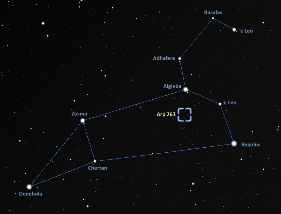 loony galaxy location,how to find ngc 3239,where is arp 263 in the sky