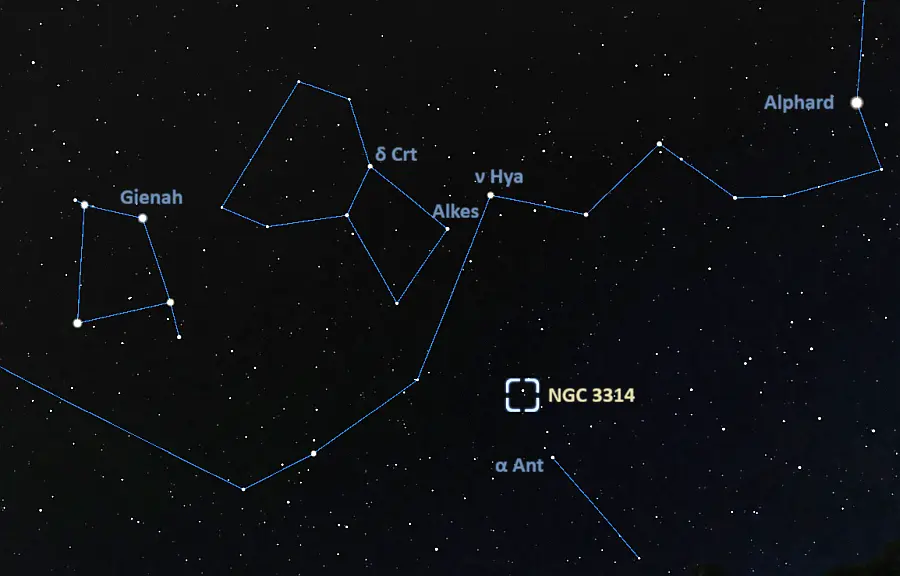 how to find ngc 3314,where is ngc 3314 in the sky