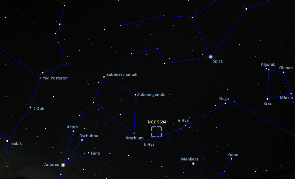how to find ngc 5694,where is tombaugh's globular cluster in the sky