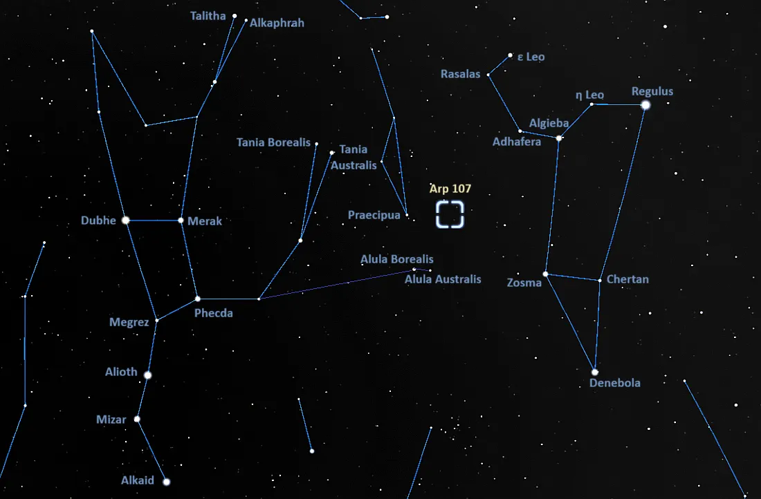 how to find arp 107,where is arp 107 in the sky,arp 107 location