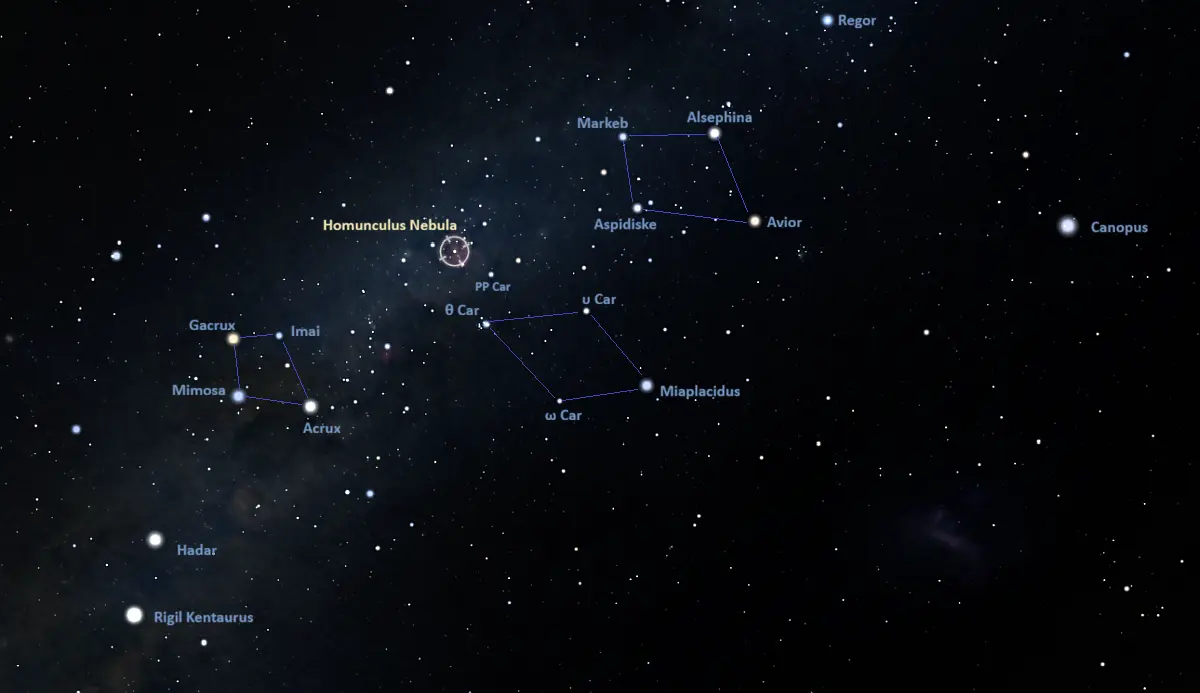 how to find the homunculus nebula,where is the homunculus nebula in the sky