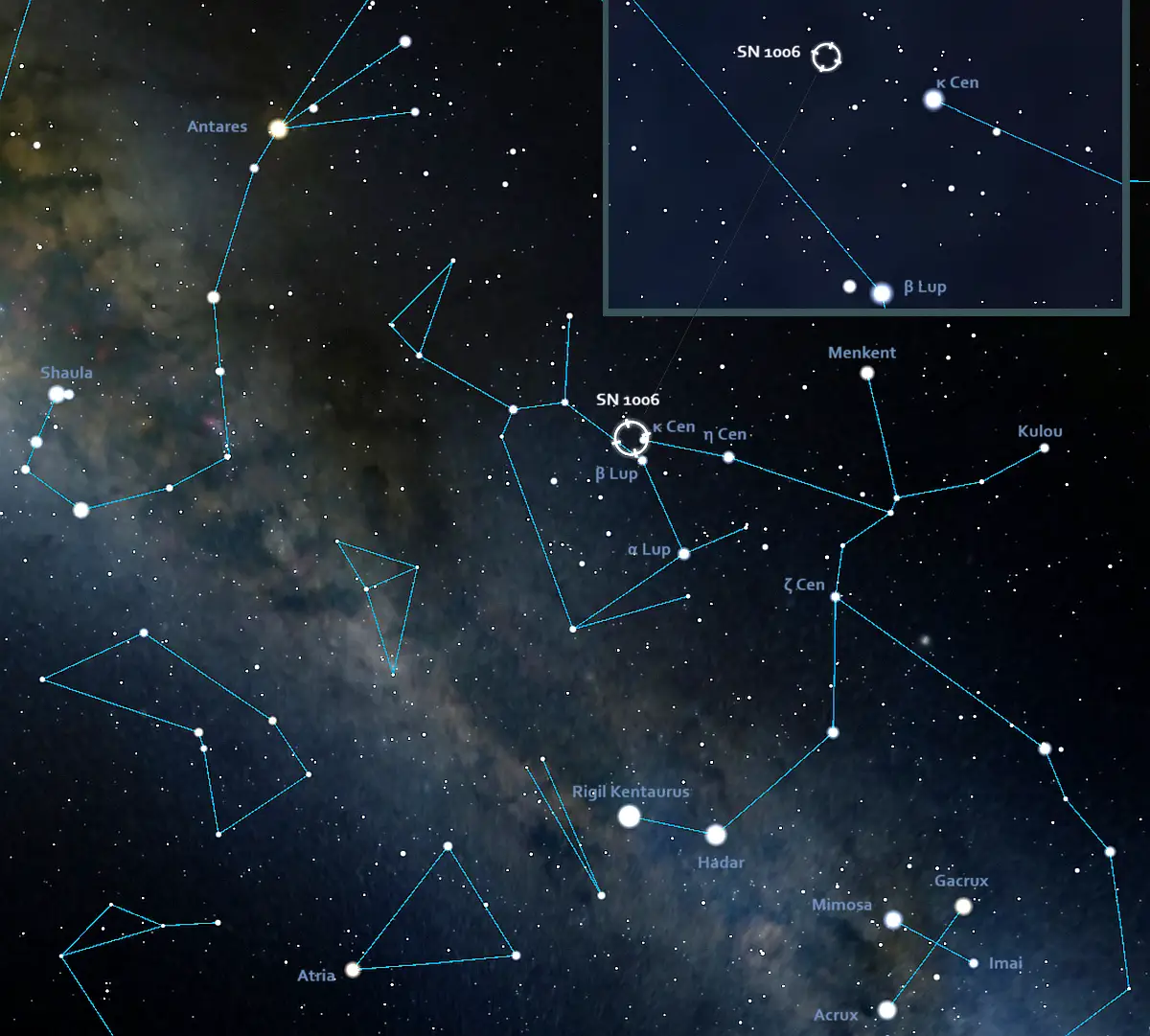 how to find sn 1006,where is sn 1006 in the sky