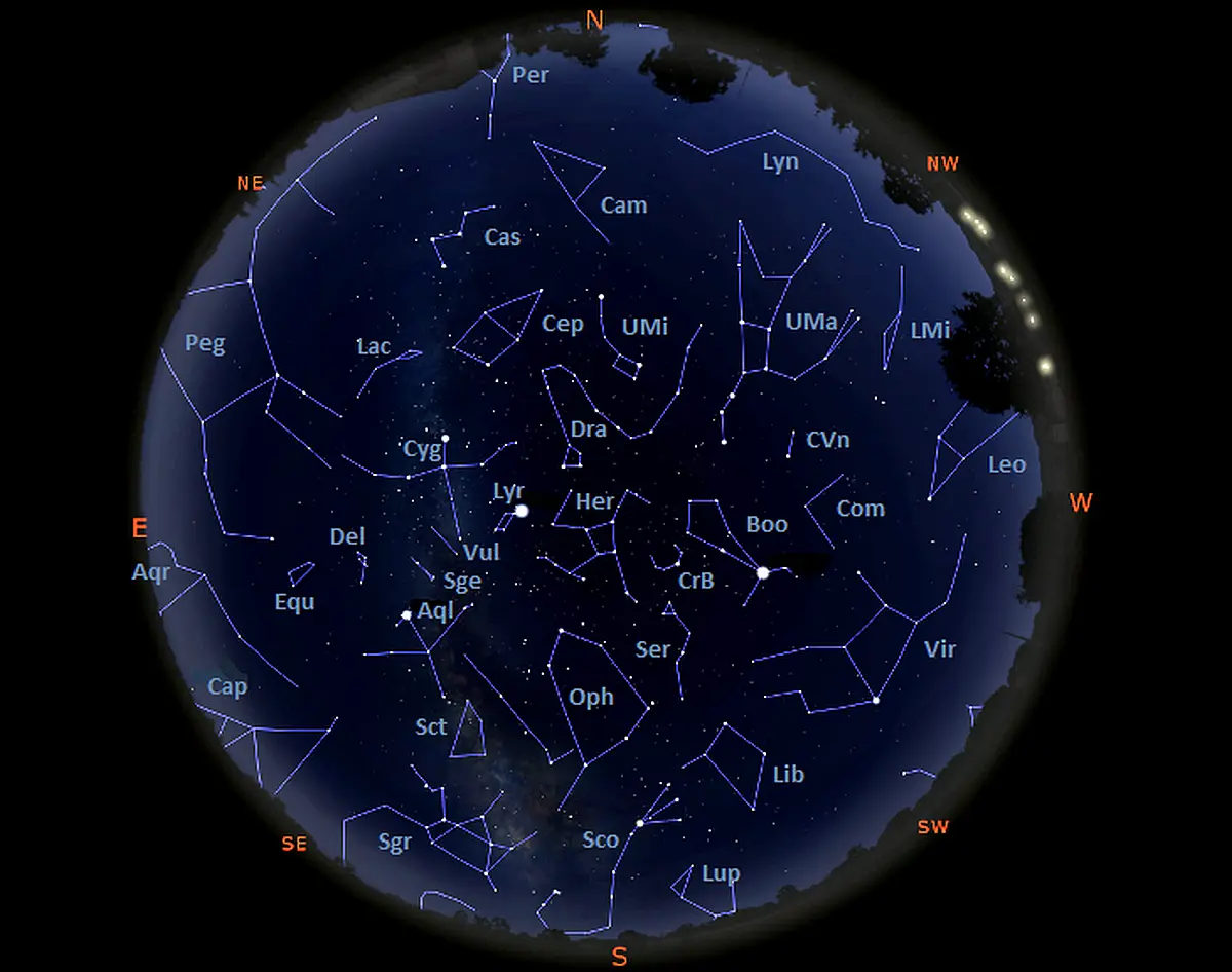 northern hemisphere sky map,tonight's sky,constellations in the sky tonight