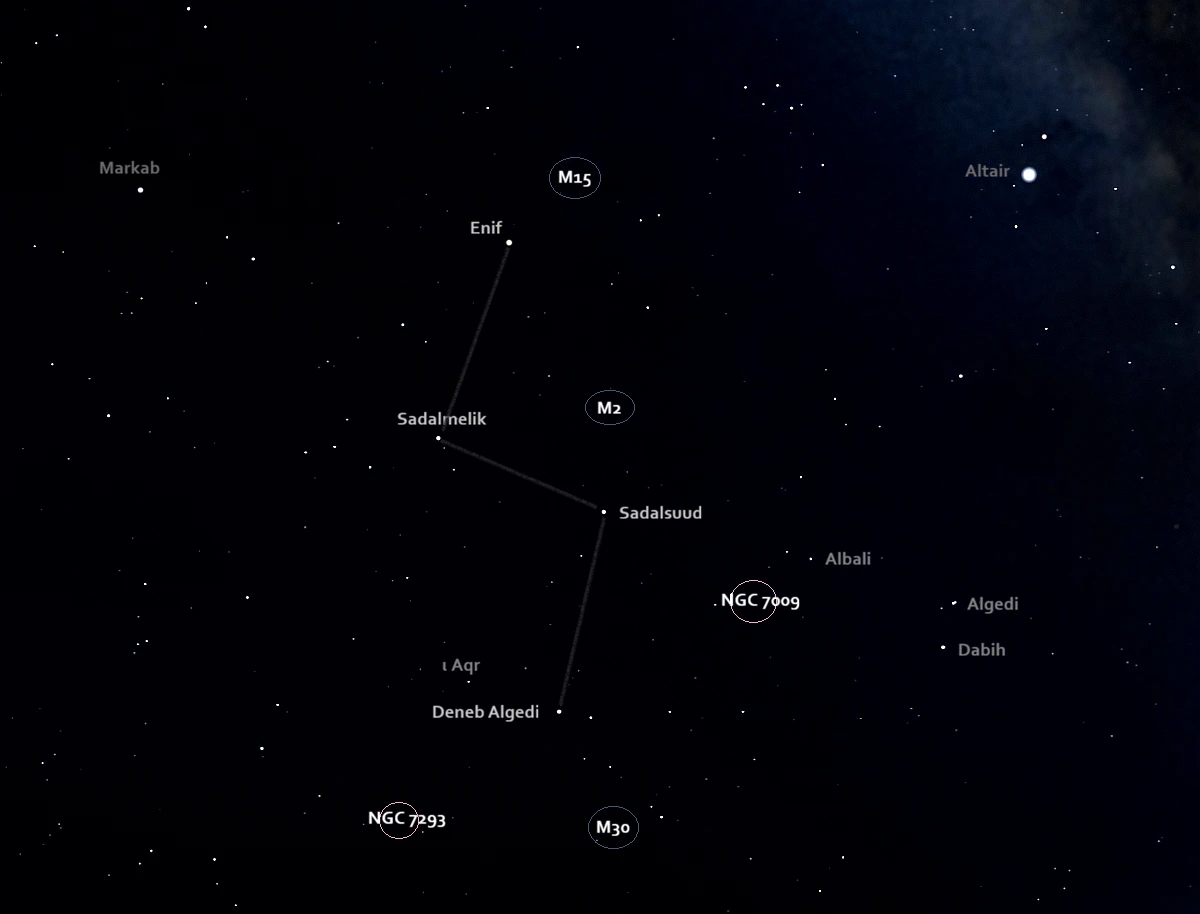 Deep sky objects near the Lightning Bolt asterism